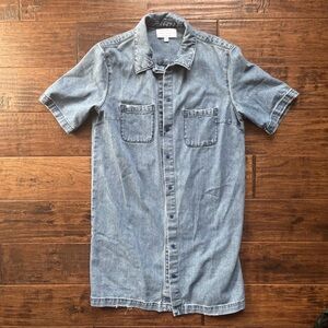 KENDALL + KYLIE Denim Collared Button Up Short Sleeve Dress